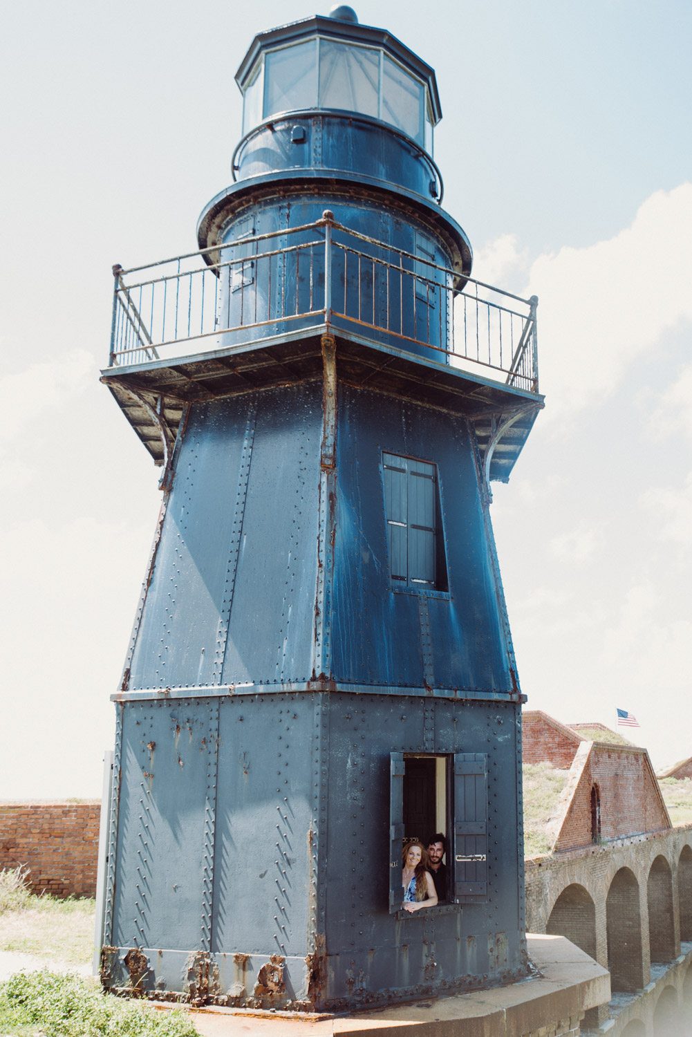 The blue lighthouse is a picturesque destination for engagement sessions in Dry Tortugas.