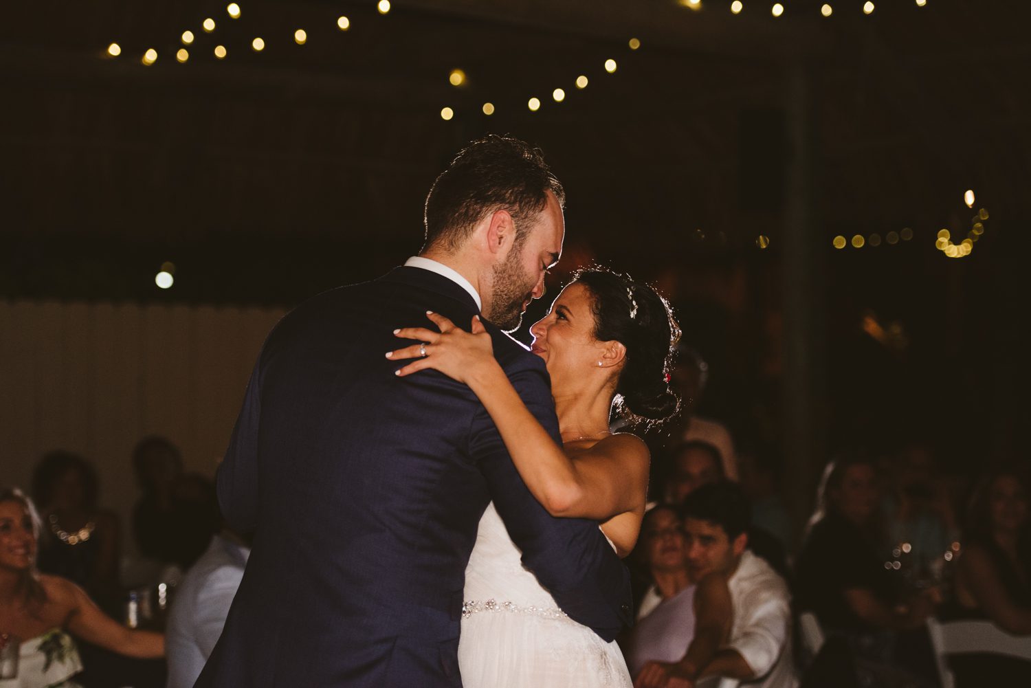 A bride and groom sharing their first dance at their Florida Keys wedding.