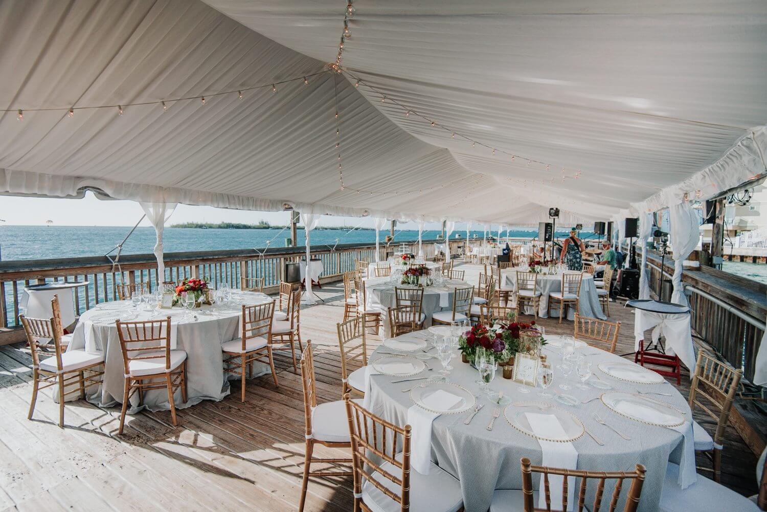 A wedding reception overlooking the water at Ocean Key Resort Spa in Key West.