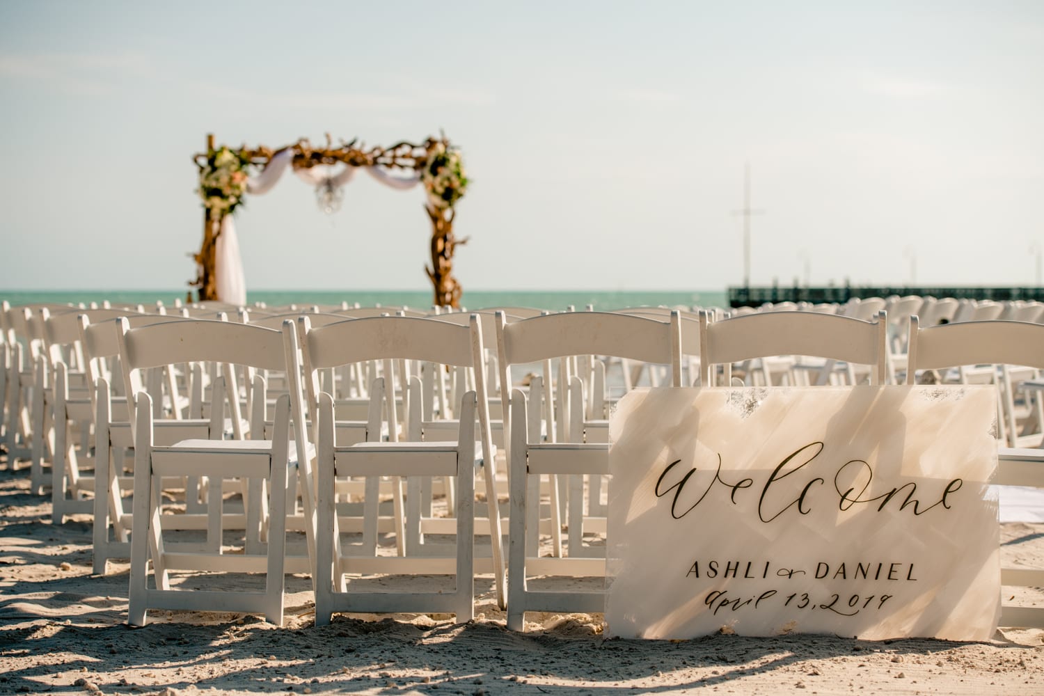 beach wedding ceremony setup at casa marina in key west florida