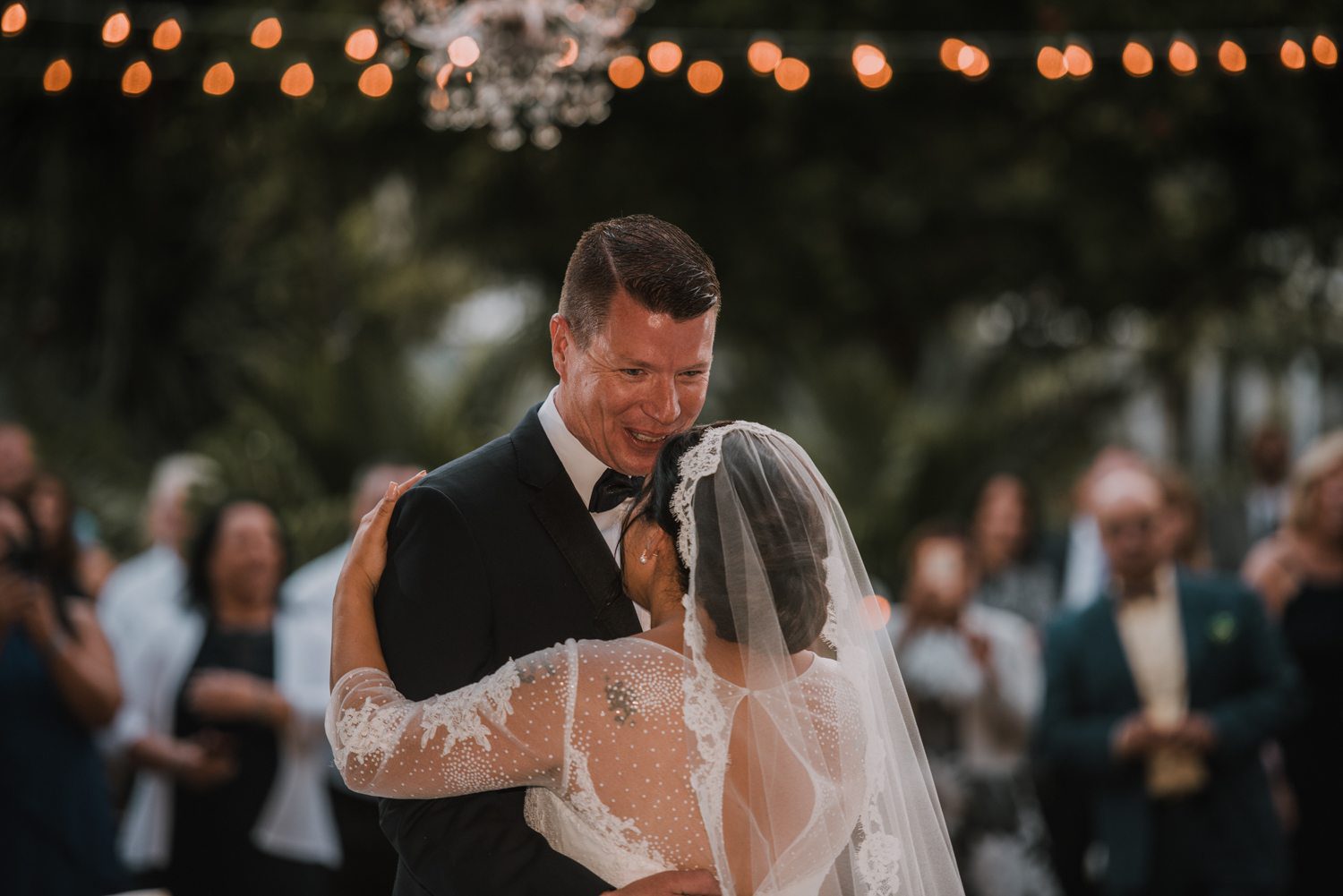 bride and groom during their first dance during wedding reception at hemingway house