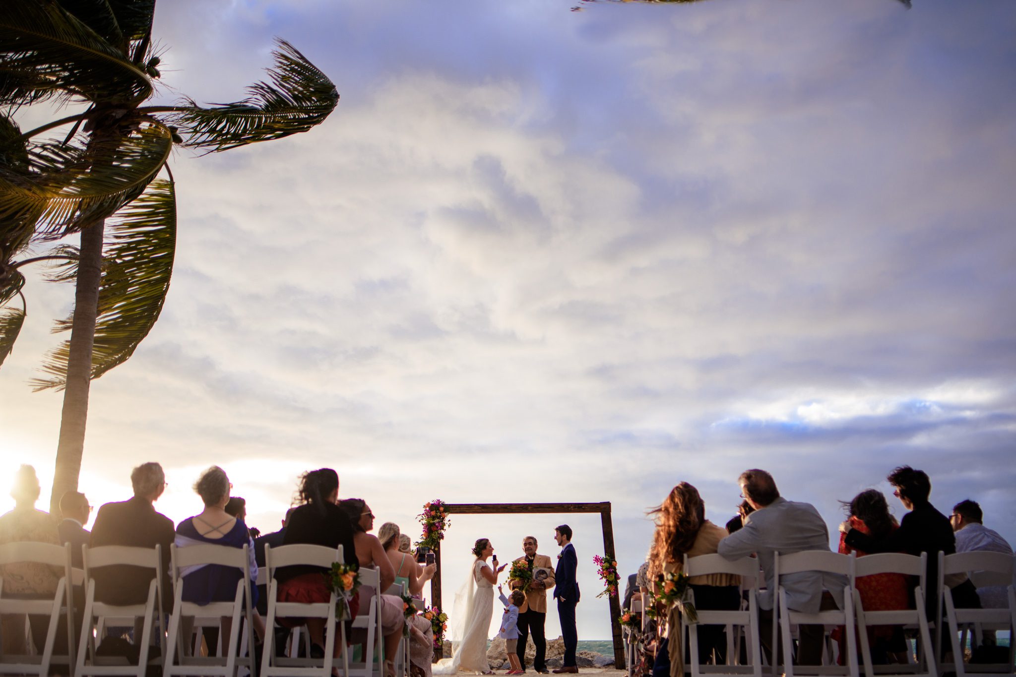 sunset ceremony on beach in key west