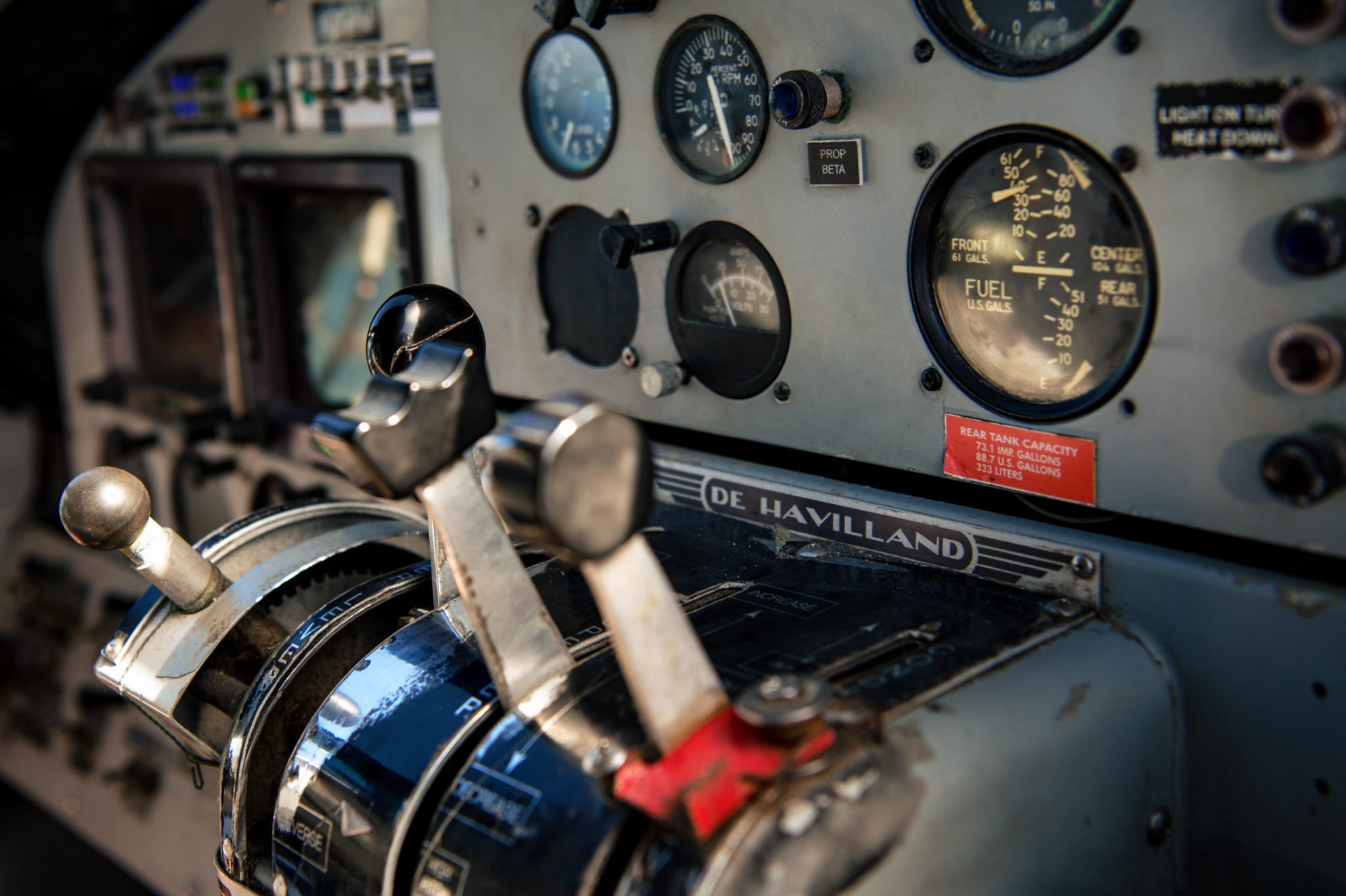 A close up of a cockpit in a plane during a dry tortugas wedding.