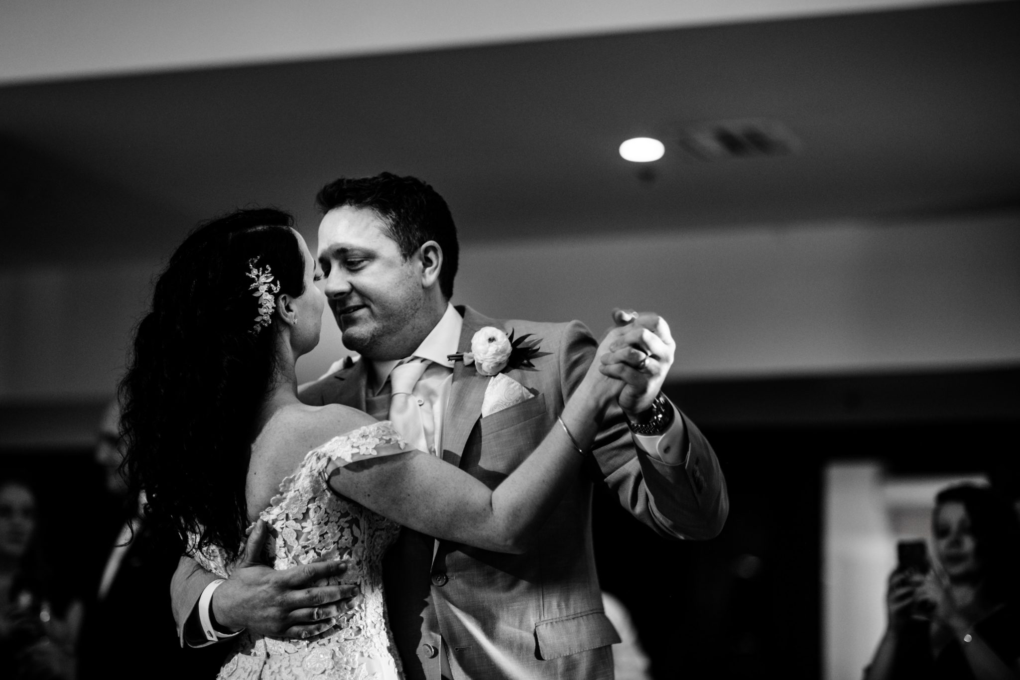 Bride and groom dancing at bakers cay resort wedding