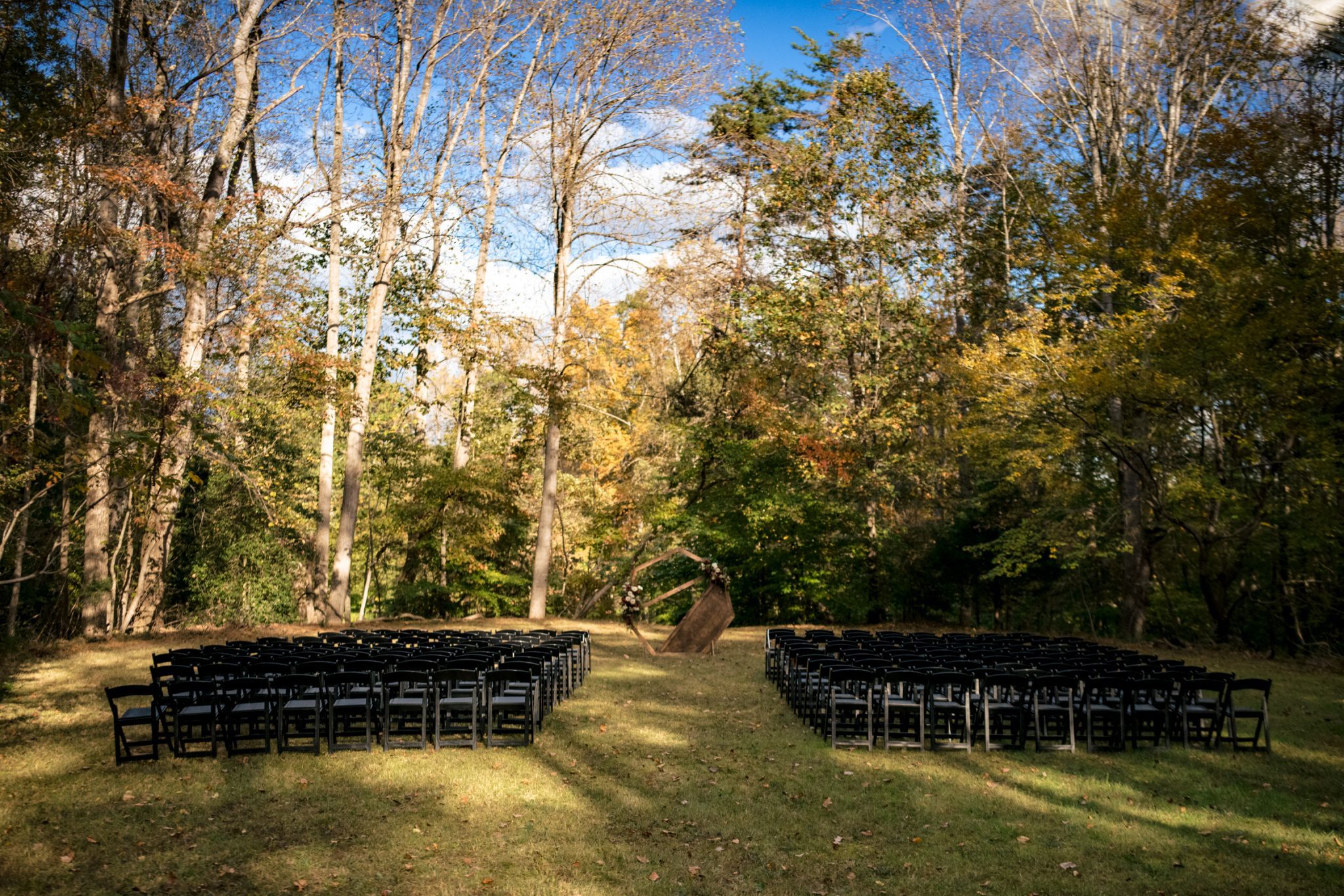 Wide angle photo of wedding venue at Prince William Forest Park