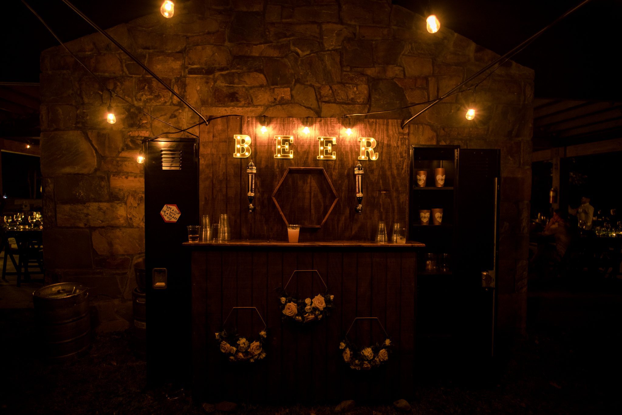 Do it yourself beer wall for wedding reception