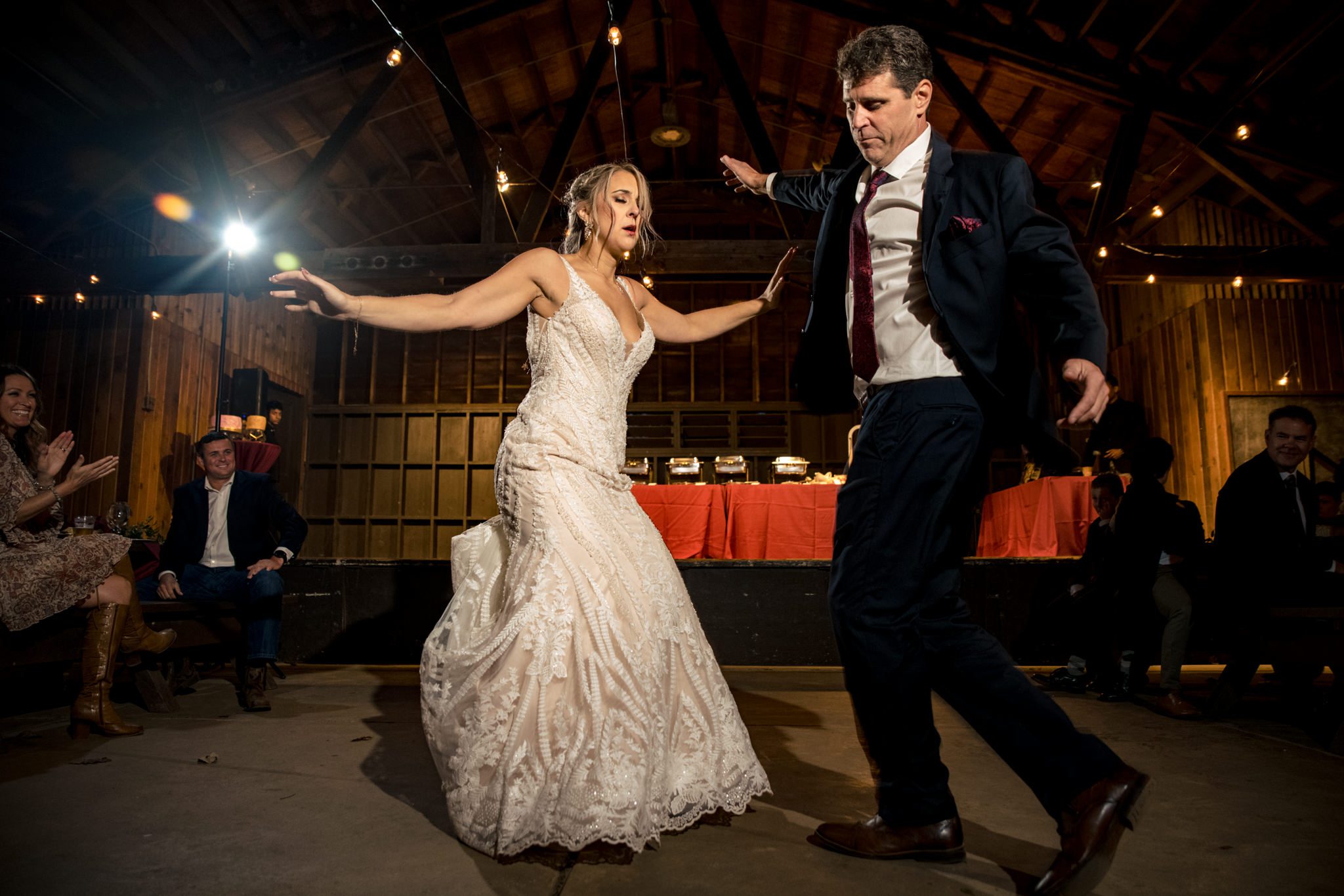 camp wedding reception at camp greystone in nc mountains