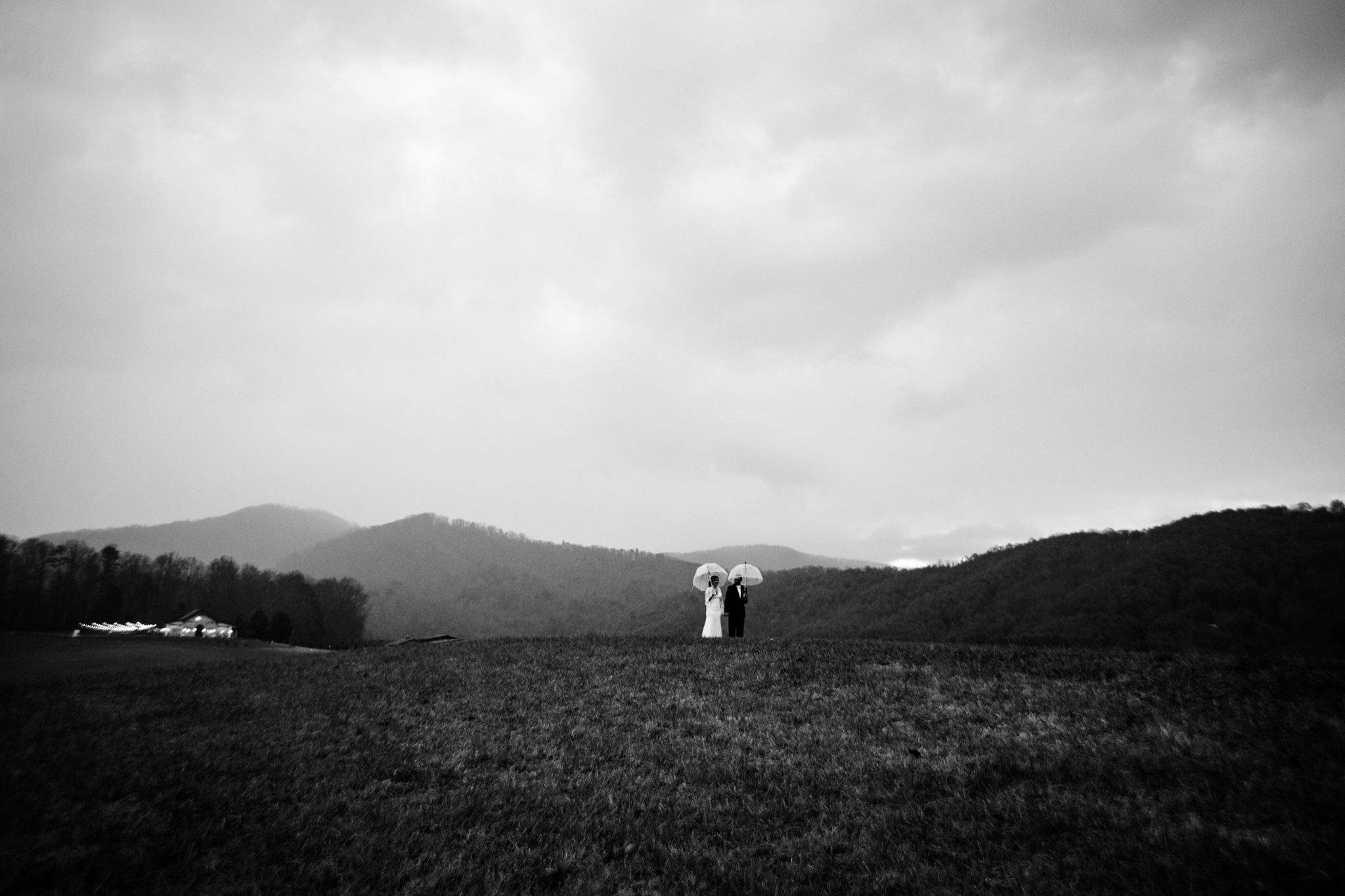 sunset and twlight creative wedding portraits with mountains in the background