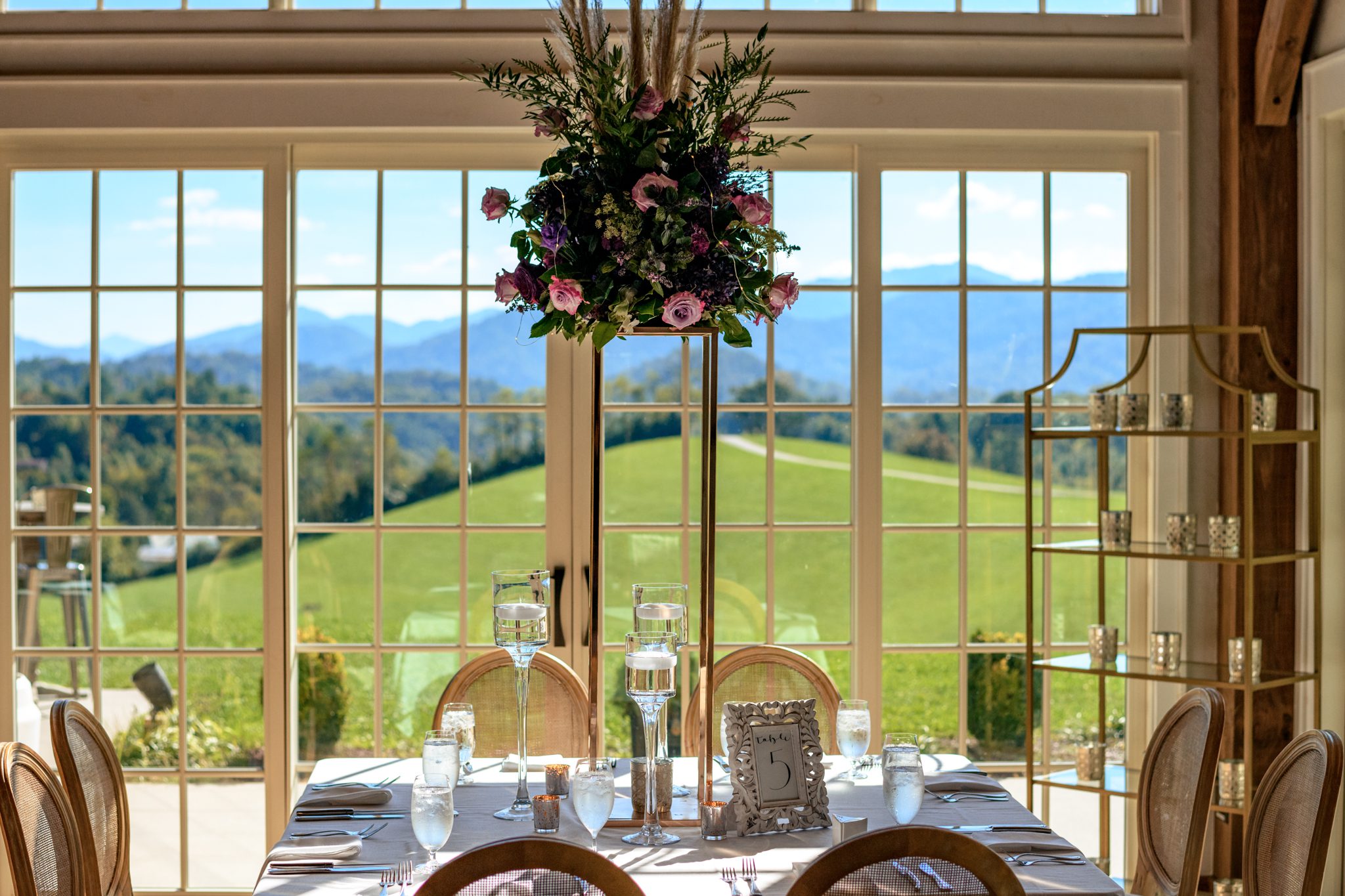 view from inside the chateau looking towards the mountains at the ridge asheville wedding venue
