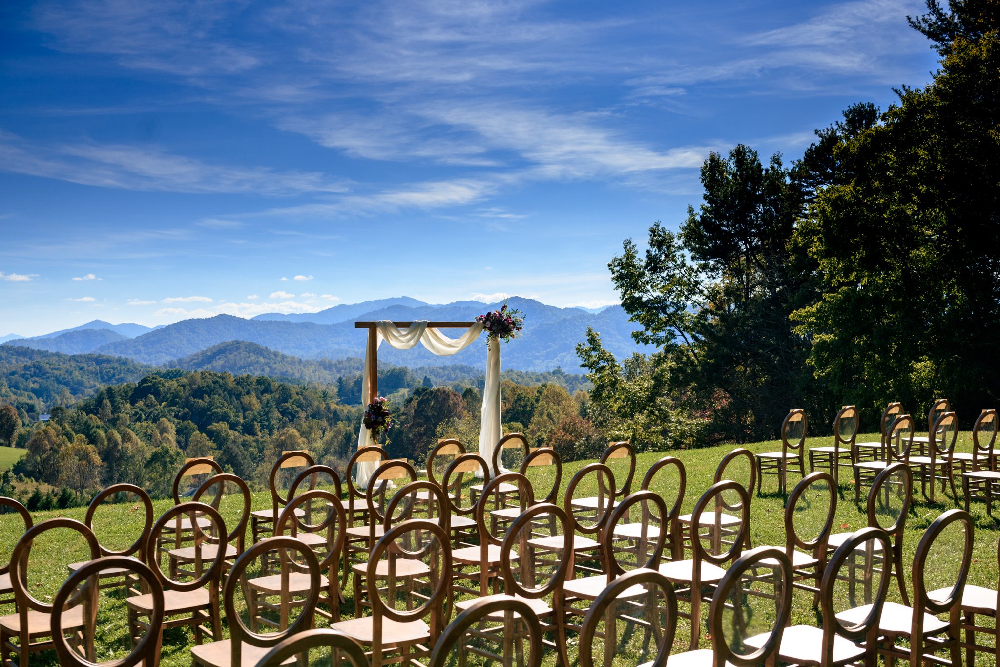 wedding ceremony view at the ridge asheville wedding venue