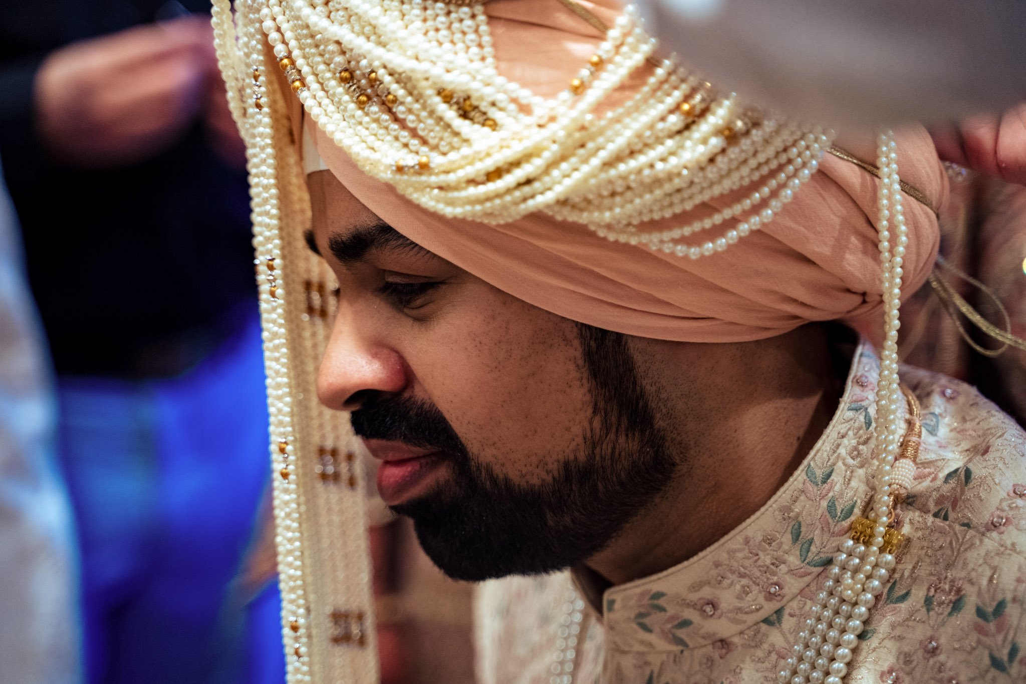 A man wearing a turban at a Biltmore Estate wedding.
